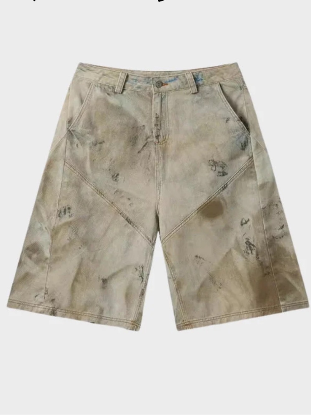 Men's Distressed Beige Jean Shorts